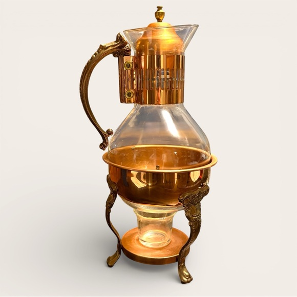 Other - Vintage Princess House Copper and Brass Coffee Carafe with Stand Great Condition